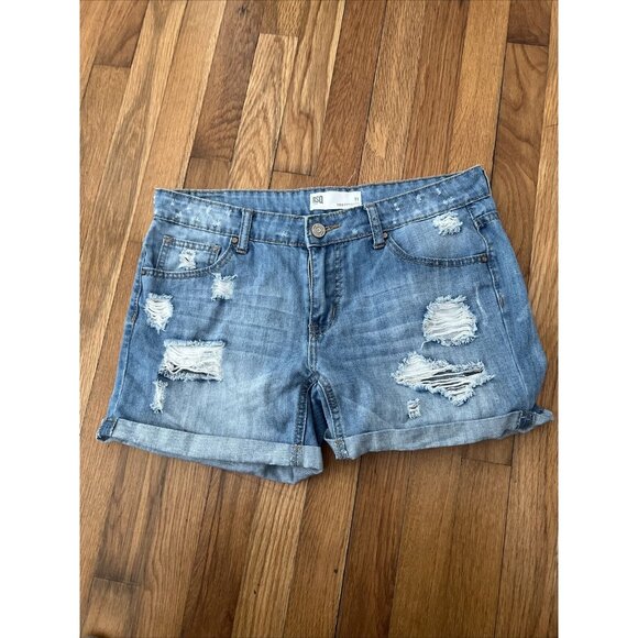 RSQ Jeans Shorts Distressed Cuffed Jean Soho Boyfriend Size 11 - Picture 1 of 4